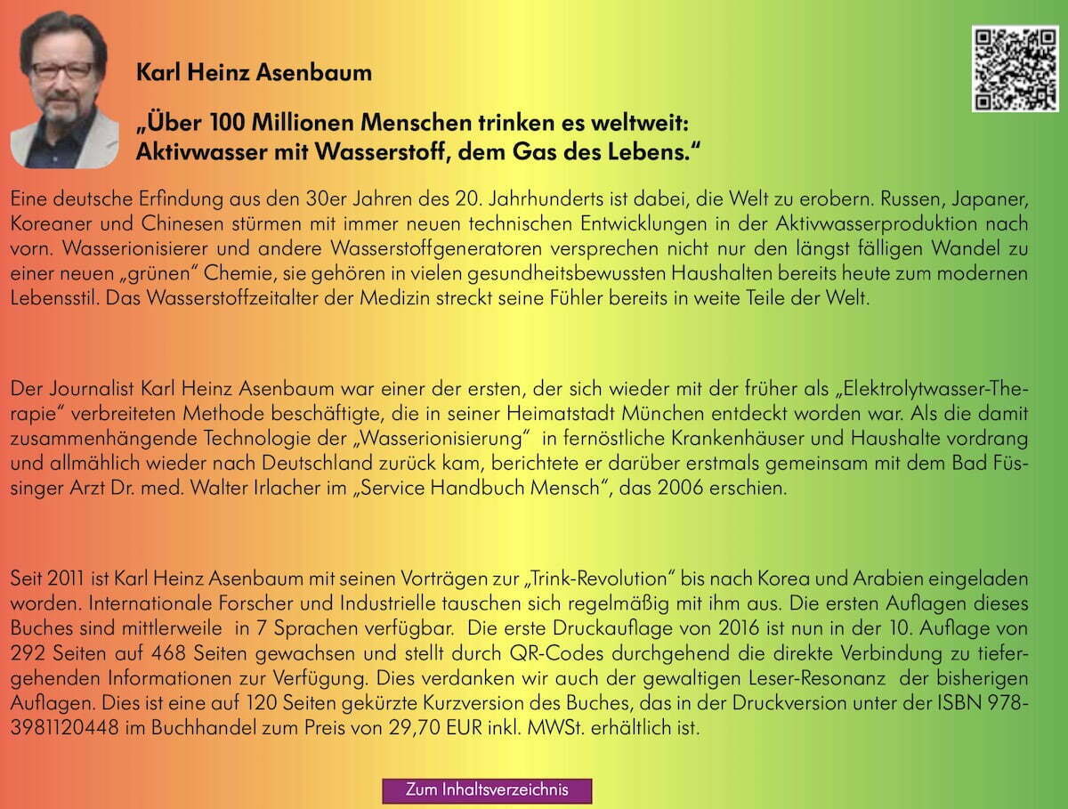 Buchruecken Elektroaktiviertes Wasser von Karl Heinz Asenbaum - Juli 2019