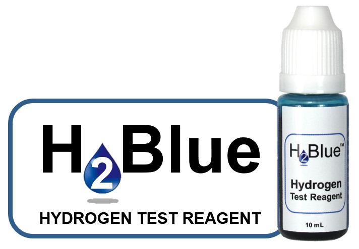 H2 Blue Kit Wasserstoff-Testfluessigkeit und Logo